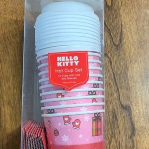 NEW HELLO KITTY Set of 10 Travel 16oz Disposable Paper Coffee Cups W/ Lids
